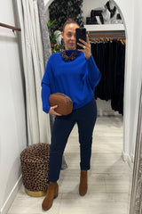 Navy Crinkle Magic Trousers