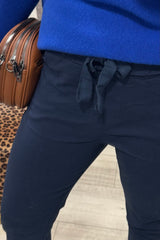 Navy Crinkle Magic Trousers