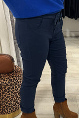 Navy Crinkle Magic Trousers
