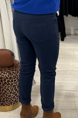 Navy Crinkle Magic Trousers