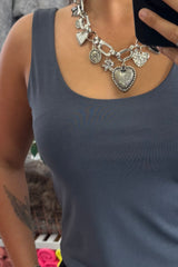 Charcoal Zara Stretchy Basic Vest Top