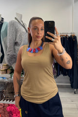 Camel Zara Stretchy Basic Vest Top