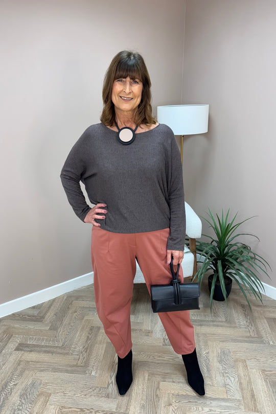 Coral Pink Premium Crop Trouser