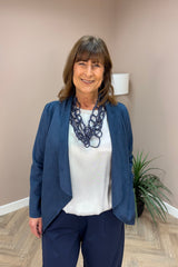 Navy Blue Suedette Waterfall Jacket