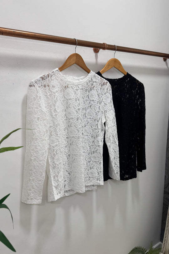 White Lace Layering Top