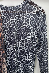Snow Leopard Long Sleeve Mesh Layering Top