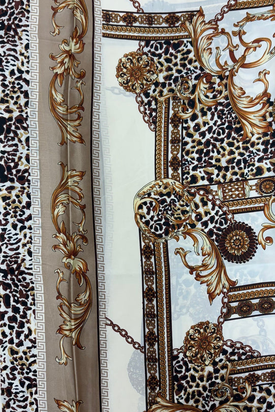 The Cream Vintage Leopard Silk Scarf
