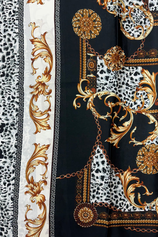 The Black Vintage Leopard Silk Scarf