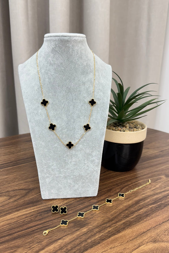 Black and Gold Clover Jewellery