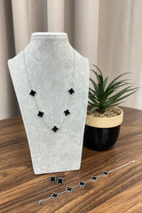 Black and Silver Clover Jewellery
