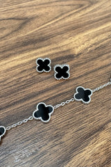 Black and Silver Clover Jewellery