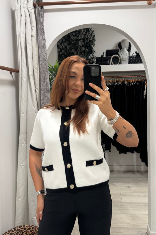 White and Black No.5 Cardigan