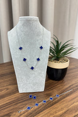 Navy and Silver Clover Jewellery