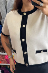 Cream and Black No.5 Cardigan