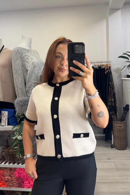 Cream and Black No.5 Cardigan