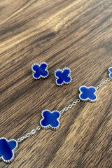 Navy and Silver Clover Jewellery