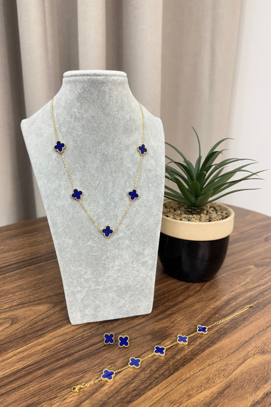 Navy and Gold Clover Jewellery