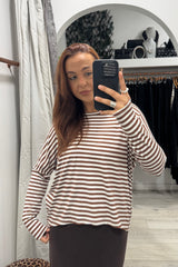 Chocolate Brown Striped Layering Top