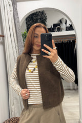 Caramel Striped Layering Top