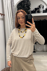 Caramel Striped Layering Top