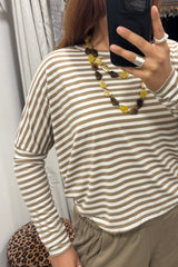Caramel Striped Layering Top