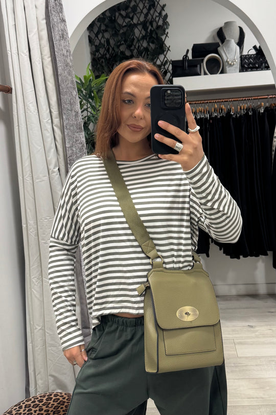 Khaki Striped Layering Top