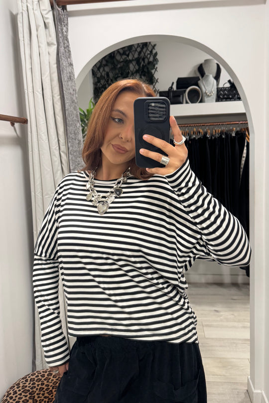 Black Striped Layering Top