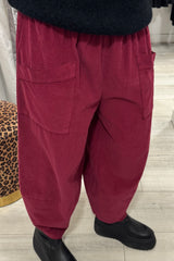 Burgundy Cord Cocoon Trousers