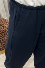 Navy Barrel Leg Trousers