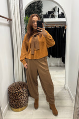Caramel Barrel Leg Trousers