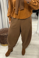 Caramel Barrel Leg Trousers