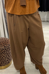 Caramel Barrel Leg Trousers