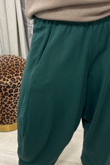 Bottle Green Barrel Leg Trousers