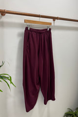 Burgundy Barrel Leg Trousers