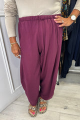 Burgundy Barrel Leg Trousers