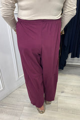 Burgundy Barrel Leg Trousers