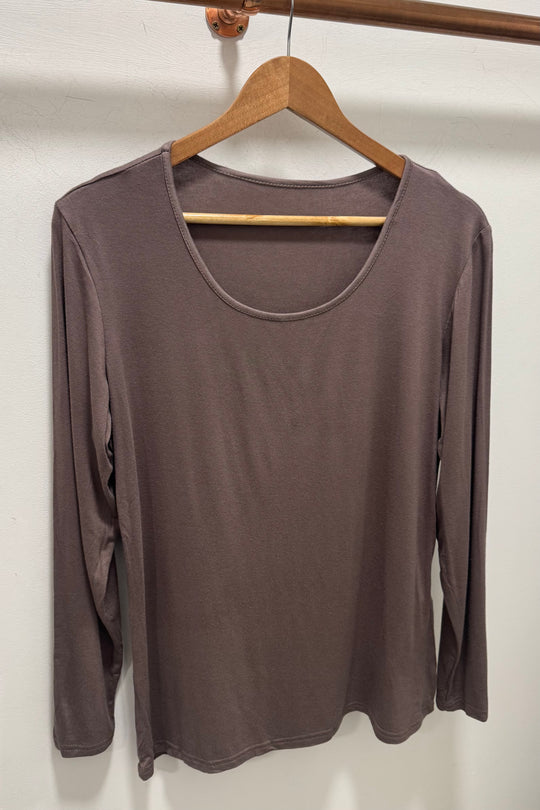 Mocha Zara Basic Long Sleeve Layering Top