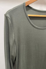 Khaki Green Zara Basic Long Sleeve Layering Top