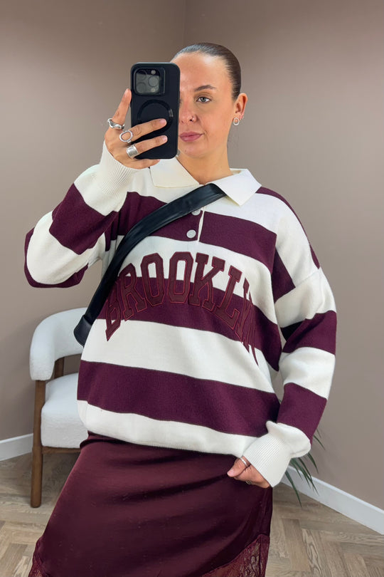 Burgundy Brooklyn Striped Sweater