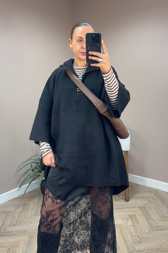 Black Long Half Zip Jumper