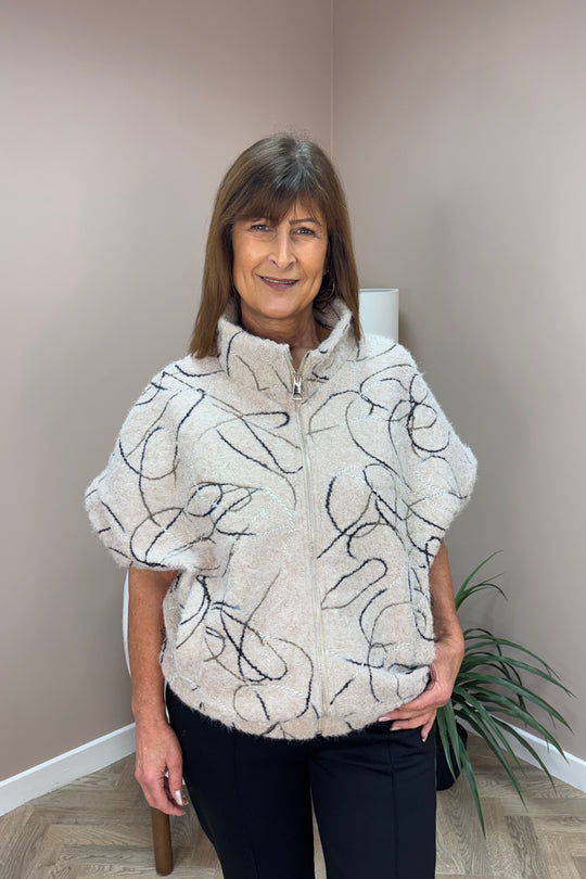 Cream Short Sleeve Swirl Jacket