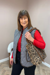 Gingham And Leopard Padded Gilet