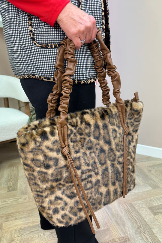 Fluffy Leopard Tote Bag