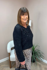 Claudia Black Embellished Knit