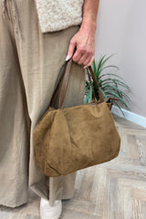 Caramel Suede Shoulder Bag
