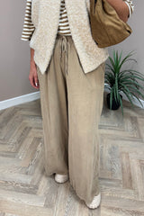 Burgundy Wide Leg Needle Cord Trousers