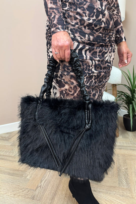 Fluffy Black Tote Bag