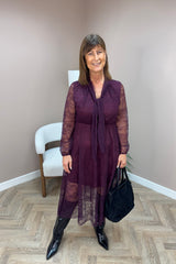 Purple Lace Pussy Bow Dress