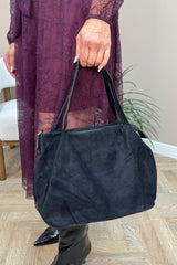 Black Suede Shoulder Bag