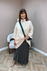 Black and Cream Spotty Maxi Skirt